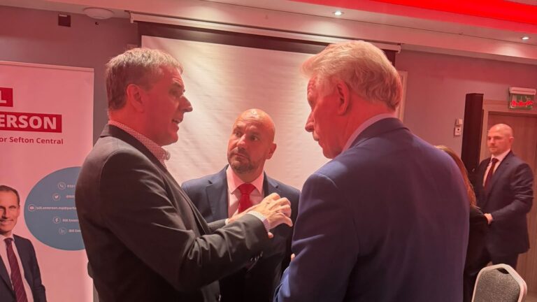 Political and business leaders in conversation at Bill Esterson MP’s Sefton dinner at Formby Hall, Liverpool City Region